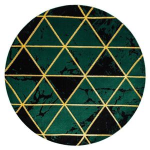 HAKANO Kulatý koberec ESTEMA MARBLETRIANGLES láhvově zelený, velikost 120 circle obraz