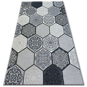 Dywany Lusczow Kusový koberec LISBOA carpet LISBOA 27212/356 šestiúhelník / plástev medu / šedý, velikost 80x150 obraz