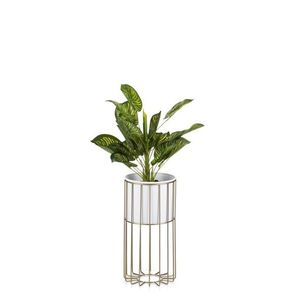HowHomely Květináč na stojanu LOFT III 42 cm zlatý/bílý obraz
