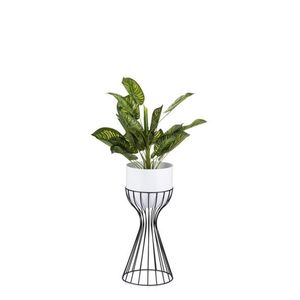 HowHomely Květináč na stojanu LOFT IV 46 cm černý/bílý obraz