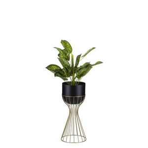 HowHomely Květináč na stojanu LOFT IV 46 cm zlatý/černý obraz