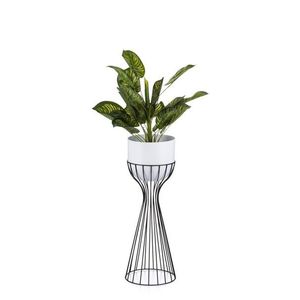 HowHomely Květinový stojan LOFT 56 cm černý/bílý obraz