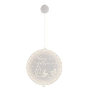 AmeliaHome LED světelná ozdoba na okno MERRY CHRISTMAS kruhová bílá obraz