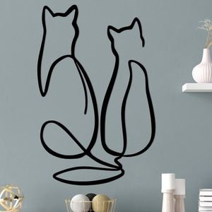 Wallity Nástěnná kovová dekorace Couple Cat Love černá obraz