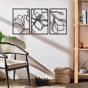 Wallity Nástěnná kovová dekorace Floral Line černá obraz