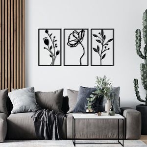 Wallity Nástěnná kovová dekorace Flowers černá obraz