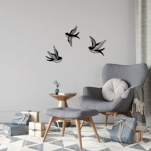 Wallity Nástěnná kovová dekorace Mountain Birds černá obraz