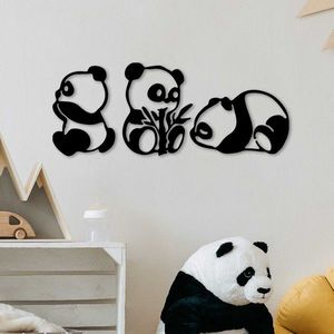Wallity Nástěnná kovová dekorace Pandas černá obraz