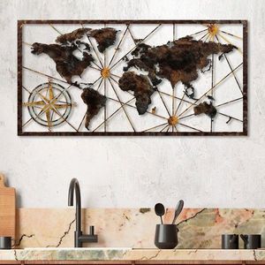 Wallity Nástěnná kovová dekorace World Map Large 1 vícebarevná obraz
