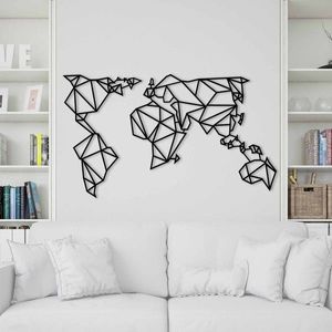 Wallity Nástěnná kovová dekorace World Map Metal Decor 4 černá obraz