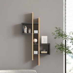 Kalune Design Nástěnná police EMSE dub safírový/antracitová obraz