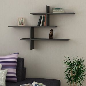 Kalune Design Nástěnná police LEO antracitová obraz