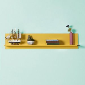 Kalune Design Nástěnná police RAF 120x25 cm žlutá obraz