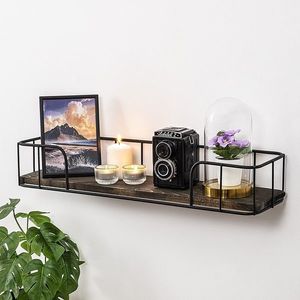 Kalune Design Nástěnná police SYRINGA černá/tmavý ořech obraz
