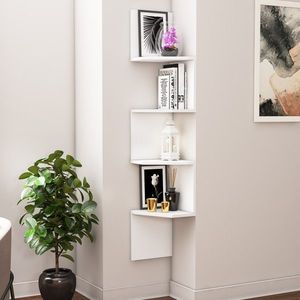Kalune Design Nástěnná rohová police DESALDO bílá obraz