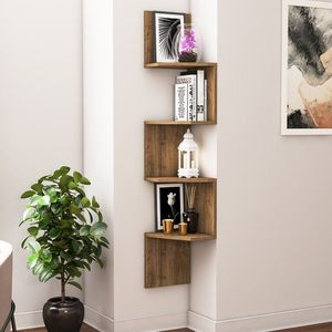Kalune Design Nástěnná rohová police DESALDO ořech obraz