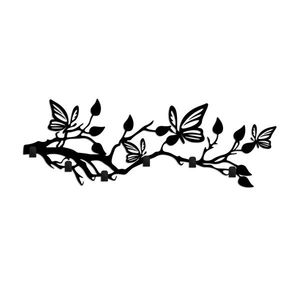 Wallity Nástěnný kovový věšák Butterfly 60 cm černý obraz