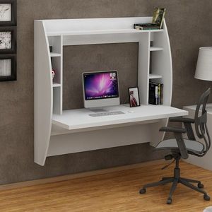 Kalune Design Nástěnný psací stůl Buglem s vestavěným regálem bílý obraz