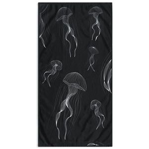 DecoKing Plážová osuška JELLYFISH 90x180 cm černá/bílá obraz