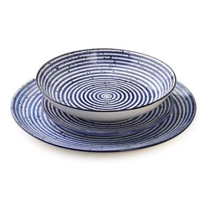 Affekdesign Porcelánová sada 18 ks talířů STRIPES BLUE modrá obraz