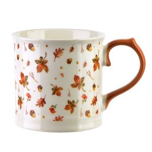 Affekdesign Porcelánový hrnek RADO 350 ml s listy bílý obraz