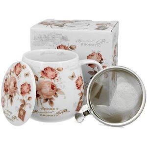 Duo Porcelánový hrnek SECESE 430 ml bílý/růžový obraz