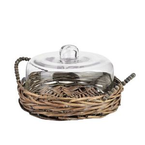 Mondex Since 1986 Proutěný podnos se skleněným víkem GUSTAV 23x15 cm šedý obraz
