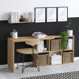 Kalune Design Psací stůl Jack s vestavěným regálem dub přírodní obraz