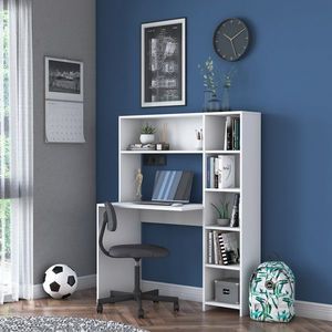 Kalune Design Psací stůl s regálem Hapos 113 cm bílý obraz