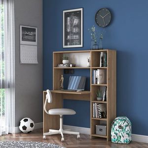 Kalune Design Psací stůl s regálem Hapos 113 cm dub přírodní obraz