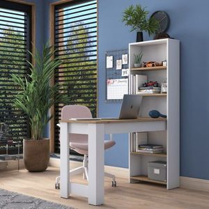 Kalune Design Psací stůl s regálem Jennifer 120 cm bílý/ořech obraz