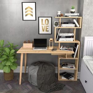 Kalune Design Psací stůl VINA s vestavěnou knihovnou dub přírodní obraz