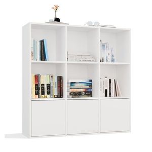 TP Living Regál MALAX 3x3 se 3 dvířky 110 cm bílý obraz