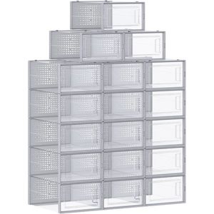 SONGMICS Sada 18 ks plastových boxů na boty Bleir M čirá/šedá obraz