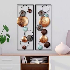 Wallity Sada 2 ks nástěnných kovových dekorací Textured - 9 vícebarevná obraz