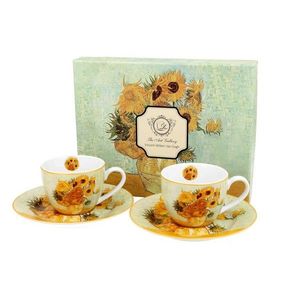 Duo Sada 2 ks porcelánových hrnečků Van Gogh Sunflowers 90 ml vícebarevná obraz