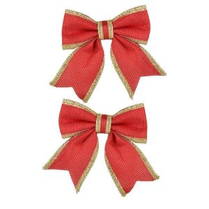 Mondex Since 1986 Sada 2 ks vánočních dekorativních mašlí Santa Lila 13x14 cm červená/zlatá obraz