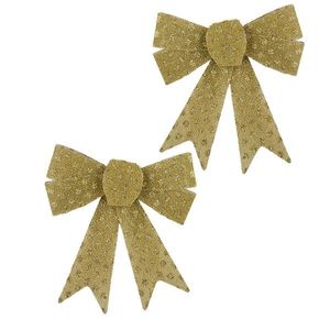 Mondex Since 1986 Sada 2 ks vánočních dekorativních mašlí Santa Lila 15x15, 5 cm zlatá obraz