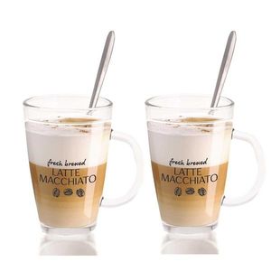 Excellent Houseware Sada 2 sklenic se lžičkou Latte 300 ml obraz