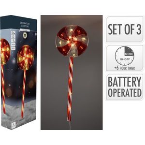 Mondex Sada 3 ks LED vánoční dekorace Lizak 62 cm červená/bílá obraz