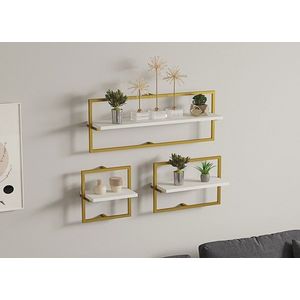 Kalune Design Sada 3 ks nástěnných polic Yeso bílá/zlatá obraz