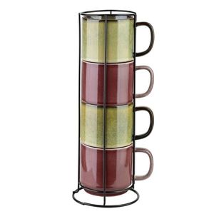 Mondex Sada 4 ks porcelánových hrnků EVIE 400 ml červená/zelená obraz