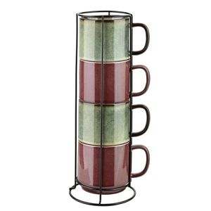 Affekdesign Sada 4 ks porcelánových hrnků EVIE 400 ml zelená/červená obraz