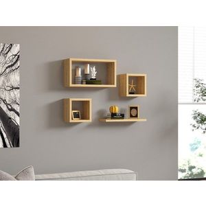 Kalune Design Sada 4 nástěnných polic BABI dub safírový obraz