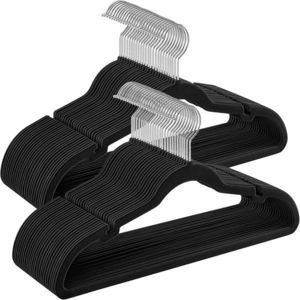 SONGMICS Sada 50 ks sametových ramínek Swivel černá obraz