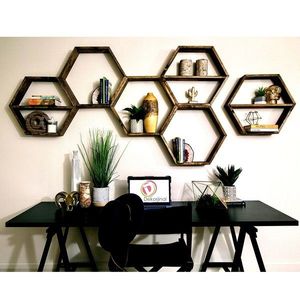 Kalune Design Sada 6 ks nástěnných poliček RAF 37x40 cm ořech obraz