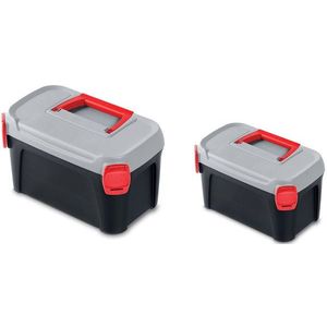 Prosperplast Sada kufrů na nářadí 2 ks SMARTTIX 38 x 23, 4 x 22, 5 cm černo-šedo-červená obraz
