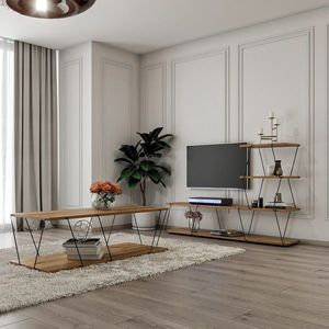 Kalune Design Sada nábytku do obývacího pokoje Basak borovice Atlantic/černá obraz