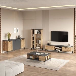 Kalune Design Sada nábytku do obývacího pokoje RI6 borovice Atlantic/antracit obraz