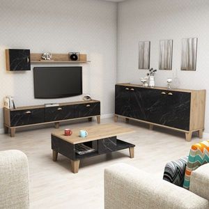 Kalune Design Sada nábytku do obývacího pokoje Sumer dub přírodní/černý mramor obraz